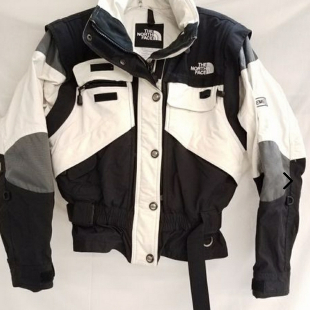 Vintage The North Face Extreme Gear Ski Snow Belted Jacket Black White 6